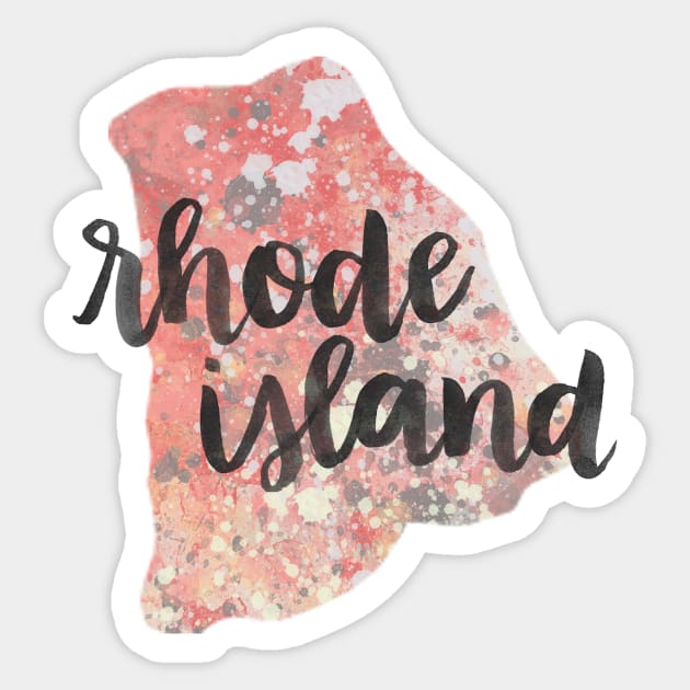 rhode island - calligraphy and abstract state outline Sticker by randomolive